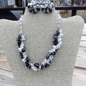1950's Vintage W.Germany  Hematite & Crystal set